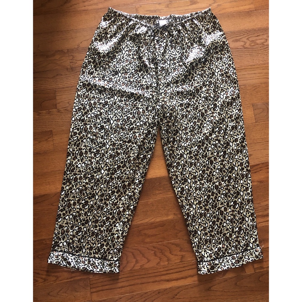 Gilligan & O'Malley Satin Sleep Pants Leopard Print Women's Size XXL